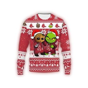 Boston Red Sox Baby Groot & Grinch Holiday Sweatshirt for Kids