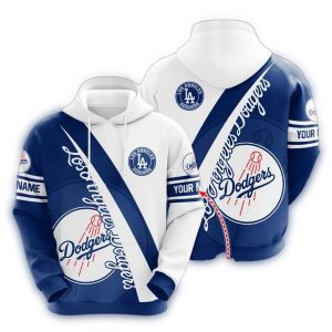 Personalized Los Angeles Dodgers All-Over Print Hoodie - Heart Design