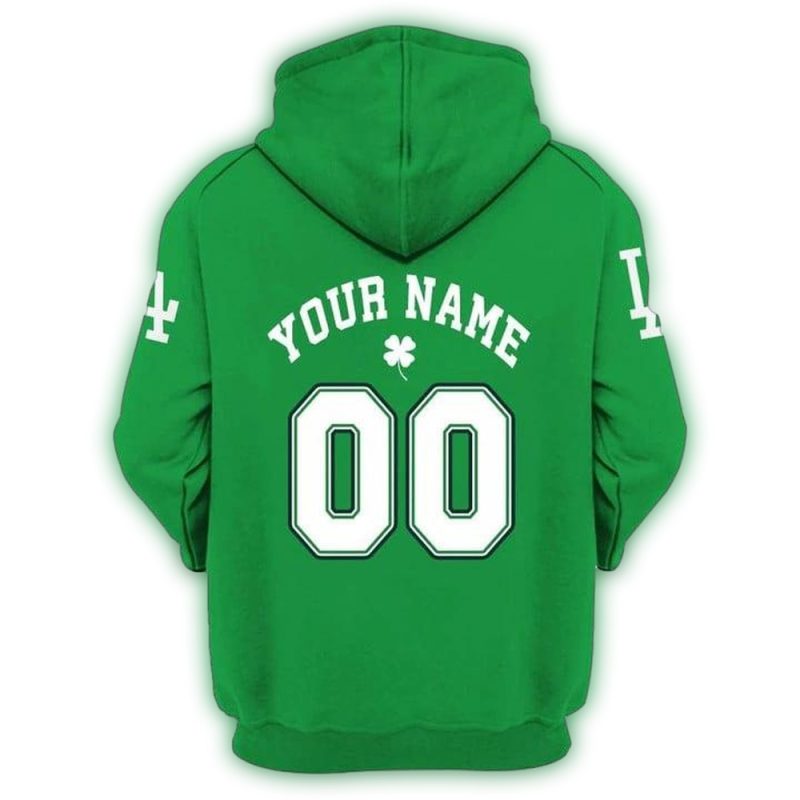 Personalized Los Angeles Dodgers St Patrick's Day All Over Print Hoodie - Image 3