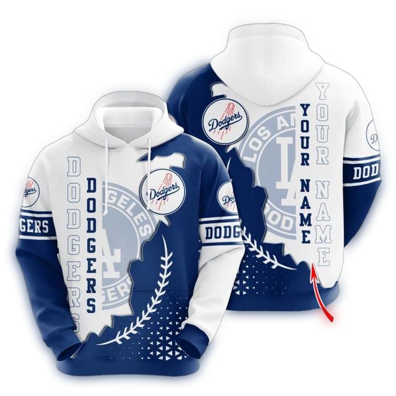 Custom Los Angeles Dodgers Laurel Wreath All-Over Print Hoodie