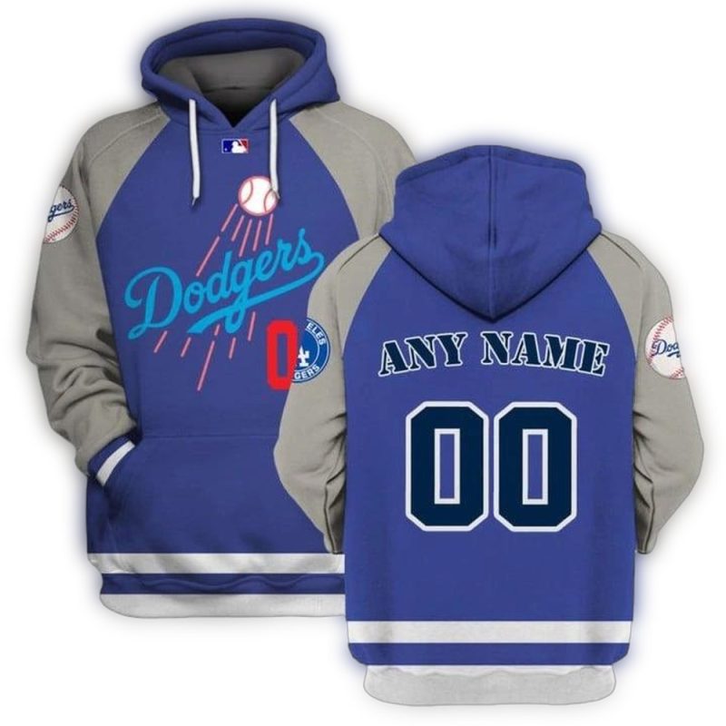 Custom Los Angeles Dodgers All Over Print Hoodie with Name & Number