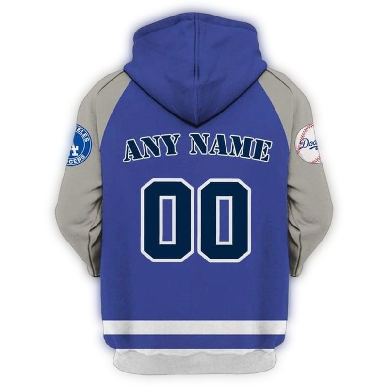 Custom Los Angeles Dodgers All Over Print Hoodie with Name & Number - Image 2
