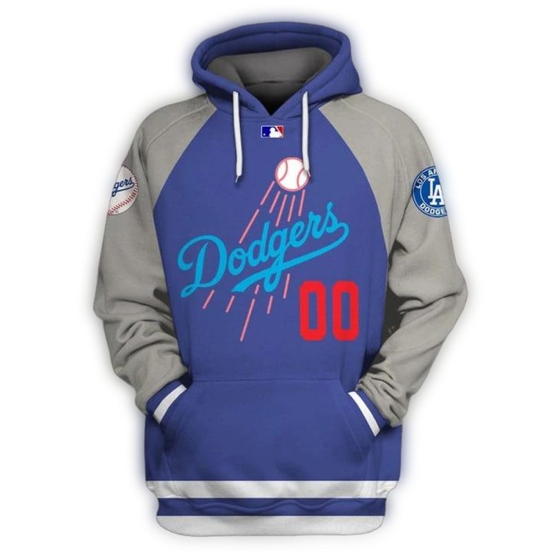 Custom Los Angeles Dodgers All Over Print Hoodie with Name & Number - Image 3