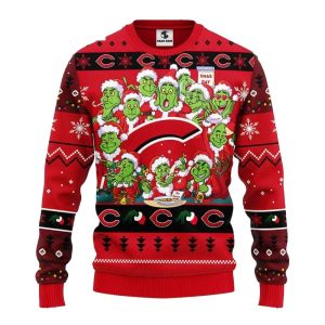 12 Grinch Xmas Day Scene Cincinnati Reds Ugly Sweater