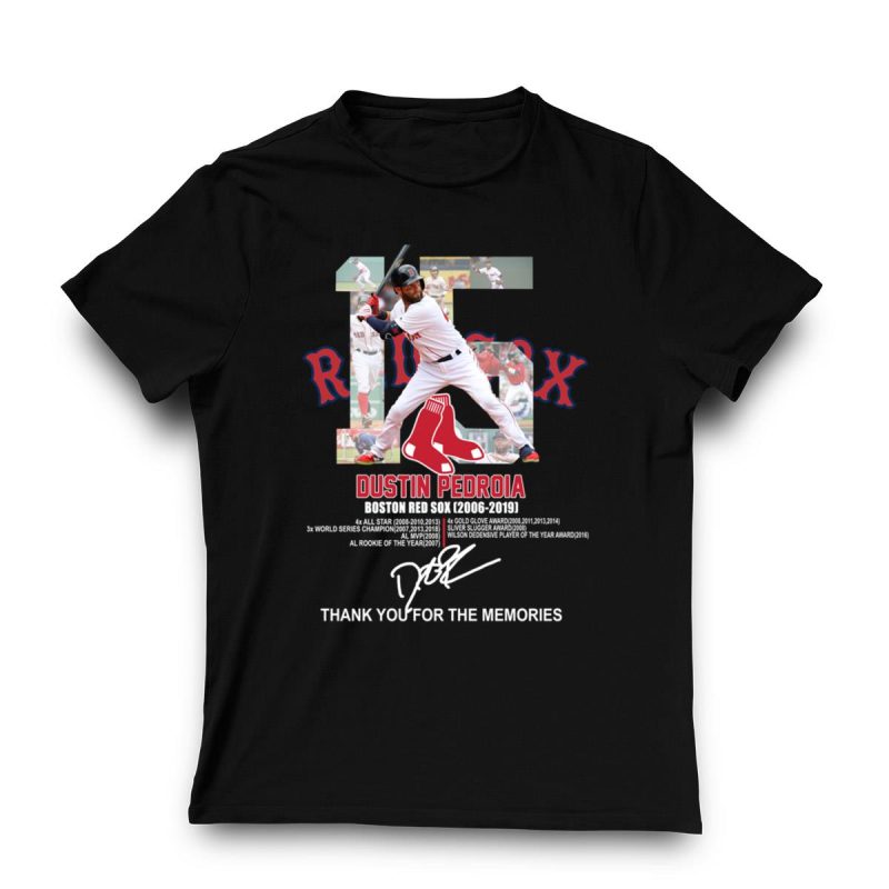 Dustin Pedroia Boston Red Sox Thank You T-Shirt with 15 Signatures - Image 3