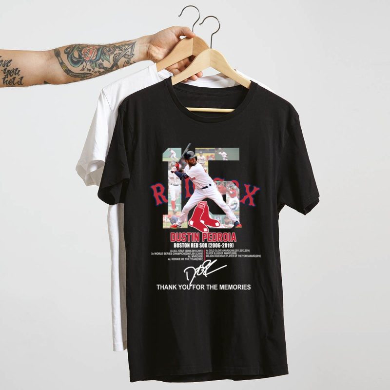 Dustin Pedroia Boston Red Sox Thank You T-Shirt with 15 Signatures - Image 4