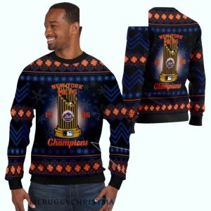 1986 New York Mets World Series Champions Ugly Christmas Sweater