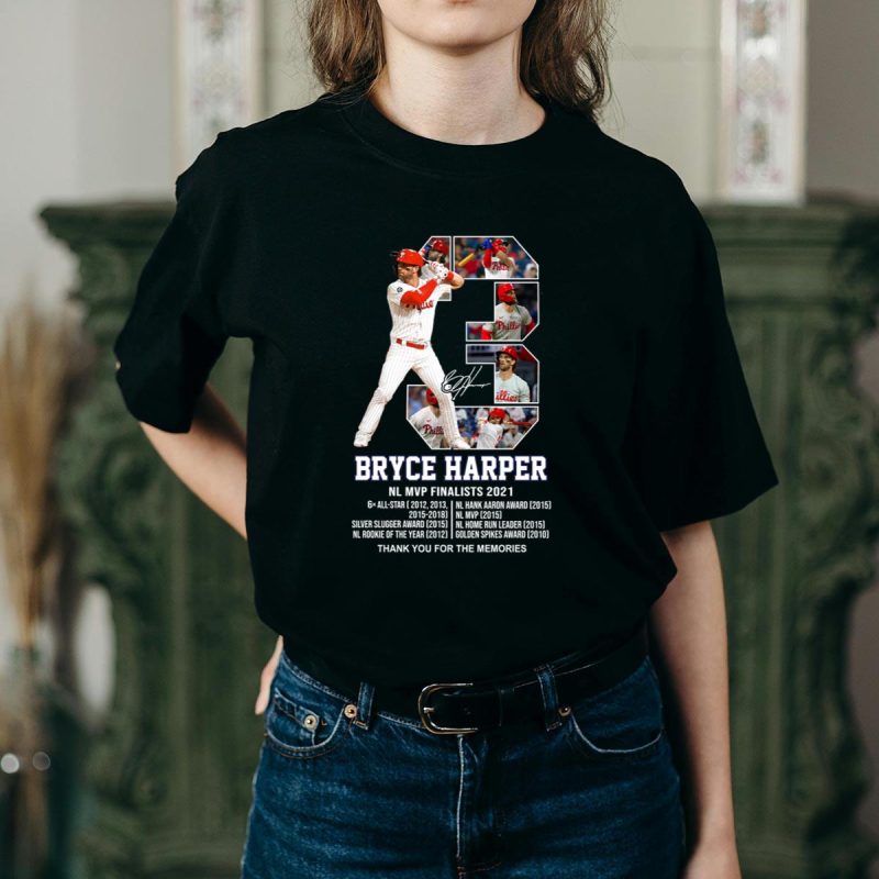 Bryce Harper 2021 NL MVP Finalist Philadelphia Phillies T-Shirt - Image 2