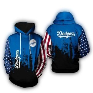 American Flag All Over Print Hoodie - Los Angeles Dodgers Apparel