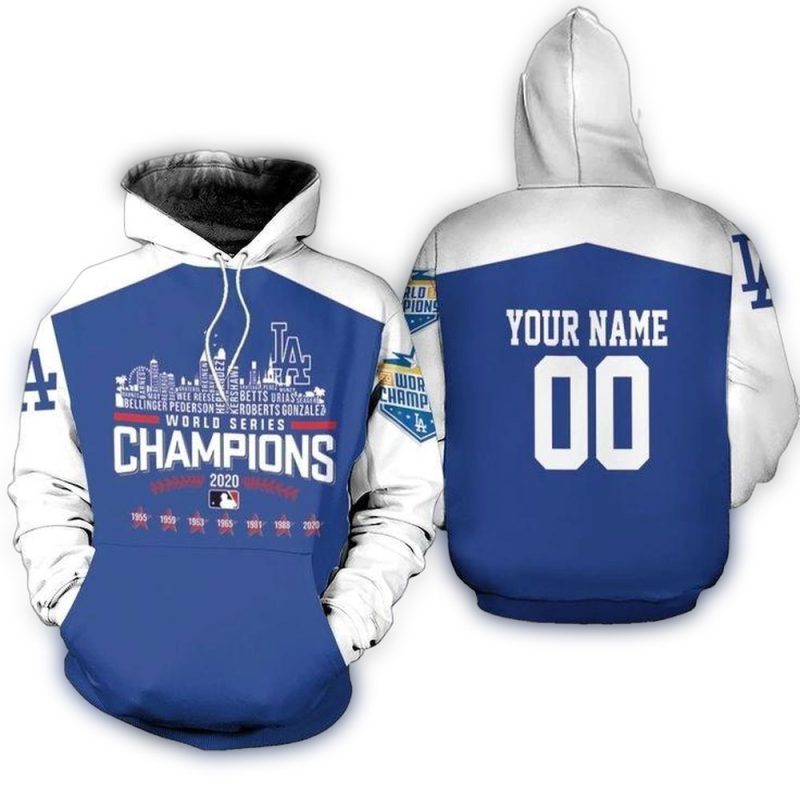 Custom Los Angeles Dodgers 2020 Champions All Over Print Hoodie