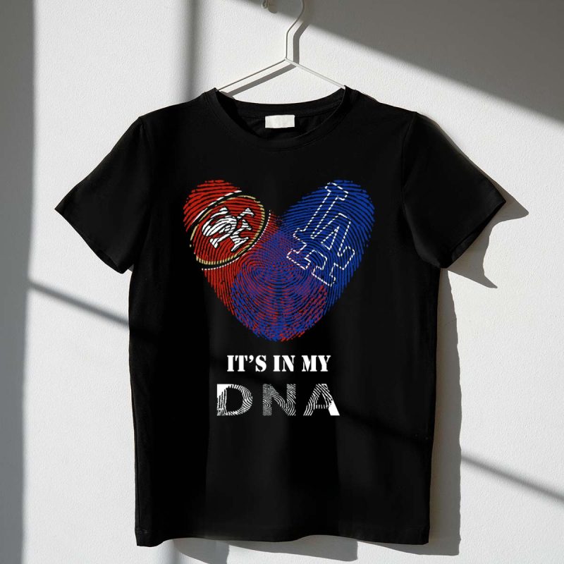 49Ers Dodgers SF LA Heart Fingerprint DNA T Shirt.jpeg t shirt 1 1