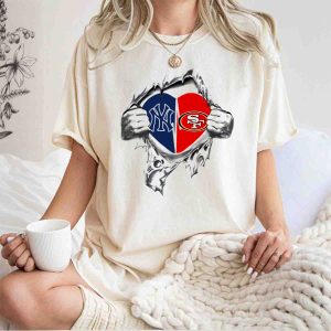 49Ers Yankees Heart Ripped Graphic T-Shirt For Casual Style