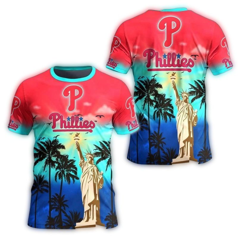 Philadelphia Phillies Coconut Sunset All Over Print T-Shirt for Fans