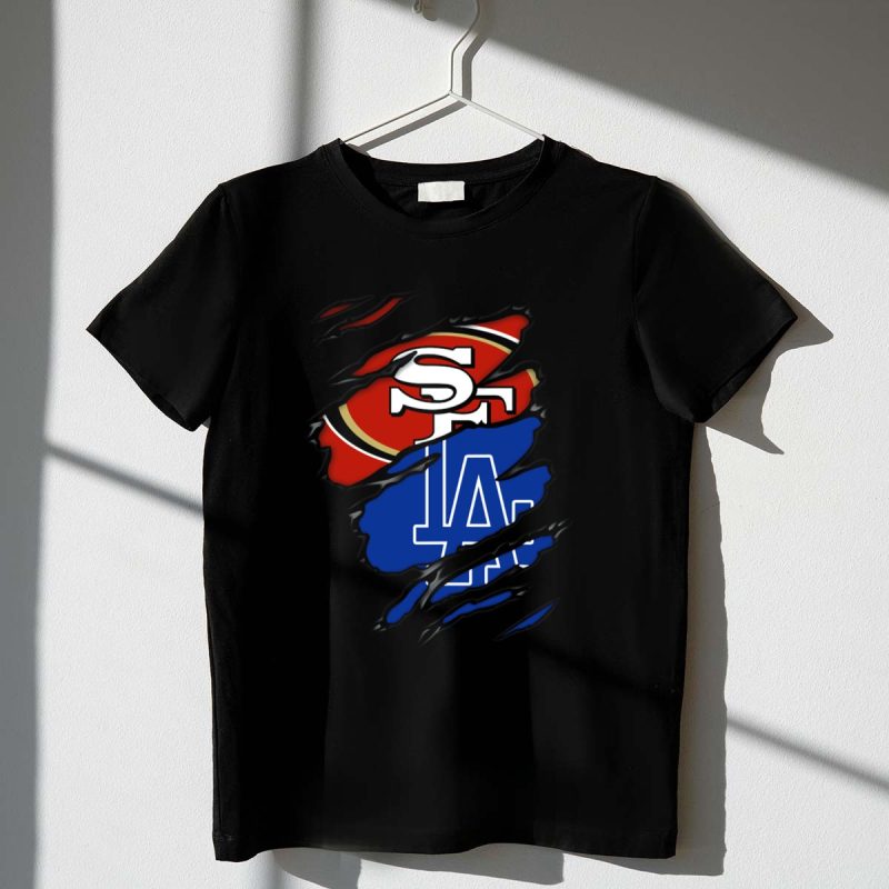49ers SF LA Dodgers Torn T Shirt.jpeg t shirt 1 1