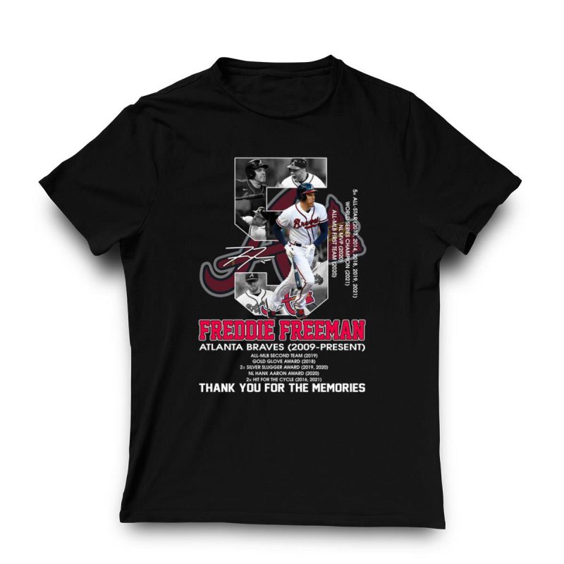 Freddie Freeman Atlanta Braves Thank You For The Memories T-Shirt, 2009-Present - Image 3