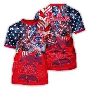 Philadelphia Phillies 4th of July All Over Print T-Shirt for Fans