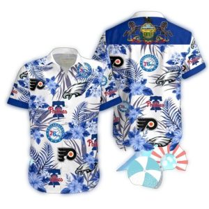 Floral Hawaiian Shirt for Philadelphia Eagles & 76ers Fans