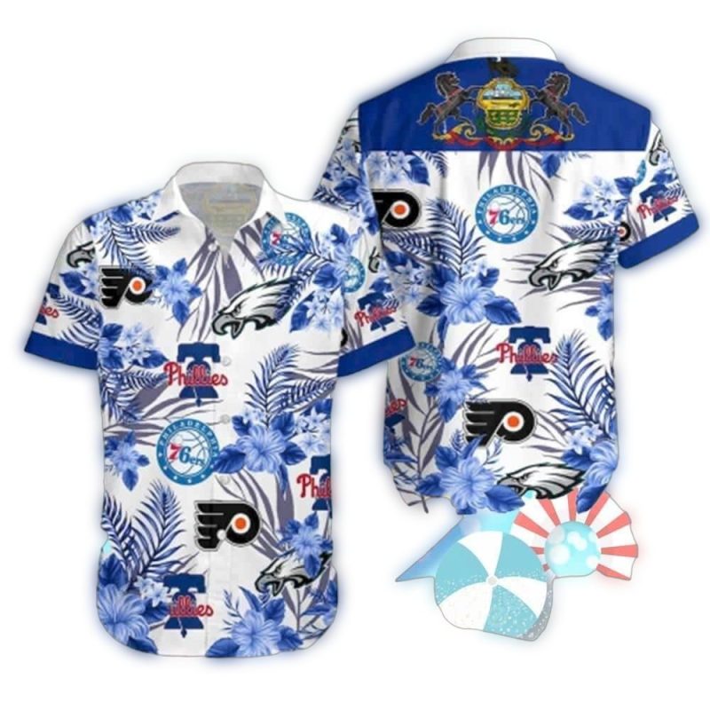 Floral Hawaiian Shirt for Philadelphia Eagles & 76ers Fans