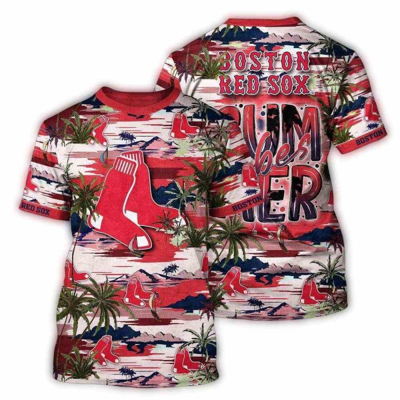 Boston Red Sox Tropical Summer AOP T-Shirt for Ultimate Fan Style - Image 2