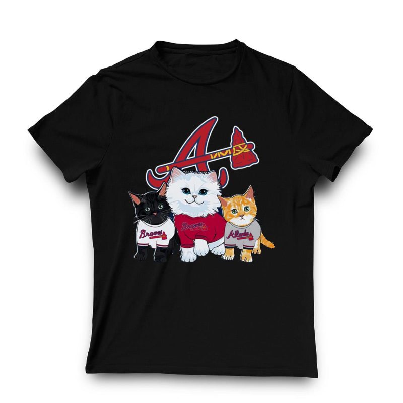 Cute Cats Atlanta Braves T-Shirt - Perfect For Feline Fans! - Image 3