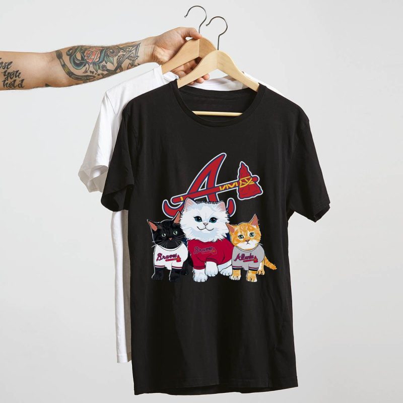 Cute Cats Atlanta Braves T-Shirt - Perfect For Feline Fans! - Image 4