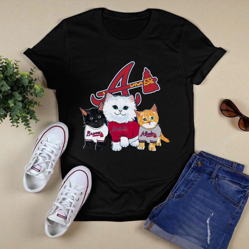 Cute Cats Atlanta Braves T-Shirt - Perfect For Feline Fans! - Image 5