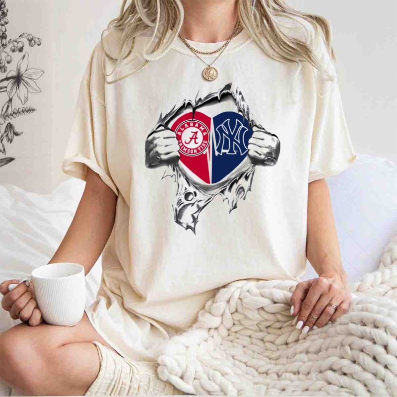 Alabama Crimson Tide Yankees Heart T Shirt t shirt 1 1