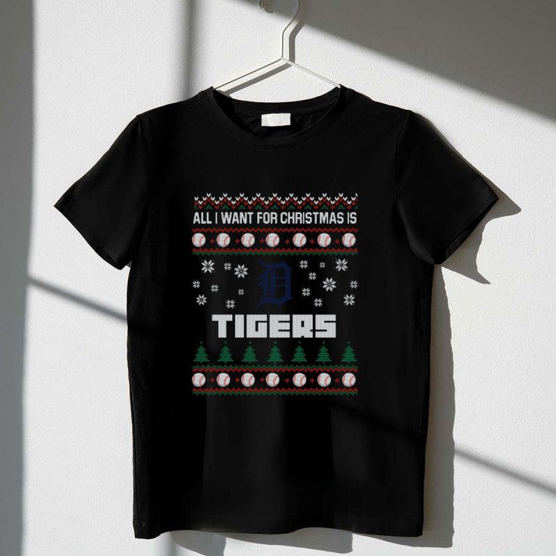 All I Want for Christmas Is Detroit Tigers Snowflakes Baseball Ornaments T Shirt t shirt 1 1