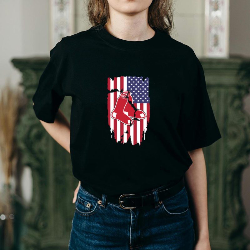 Boston Red Sox American Flag T-Shirt - Patriotic Baseball Tee - Image 2