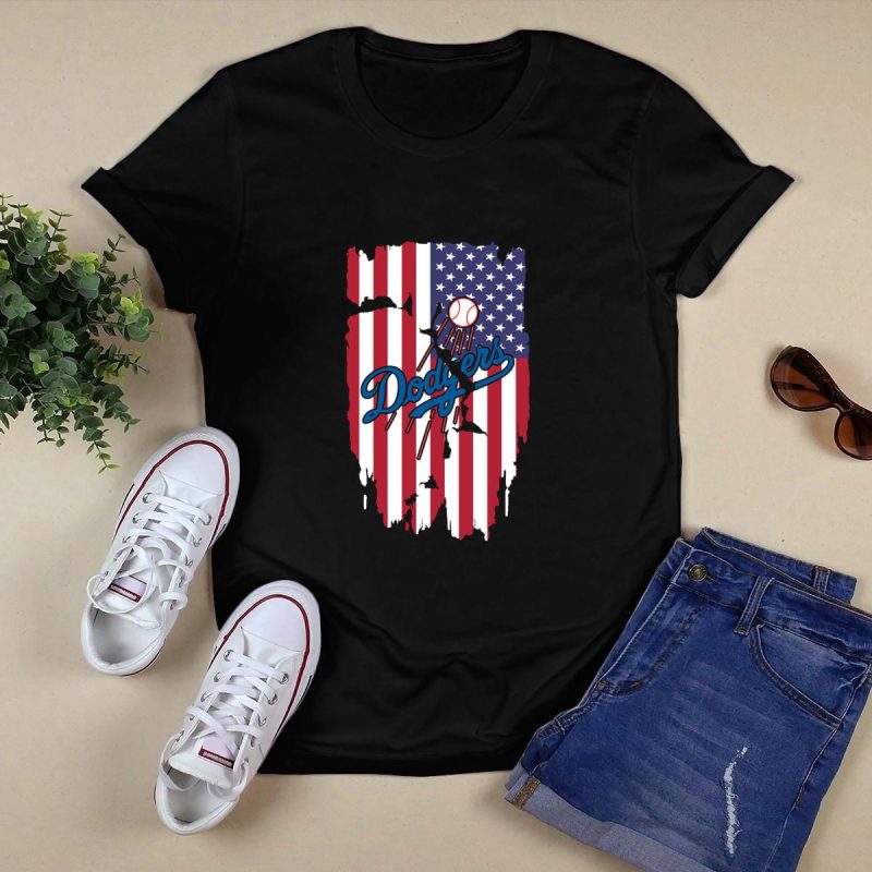 Los Angeles Dodgers American Flag T-Shirt for Fans and Collectors - Image 5