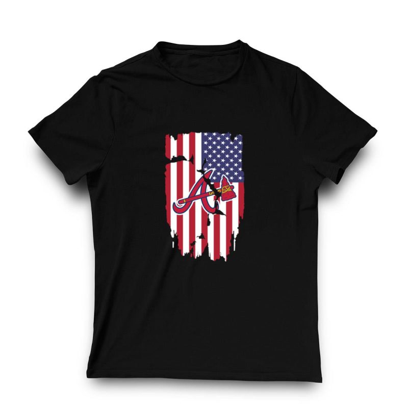 Atlanta Braves American Flag T-Shirt - Patriotic Baseball Fan Gear - Image 3
