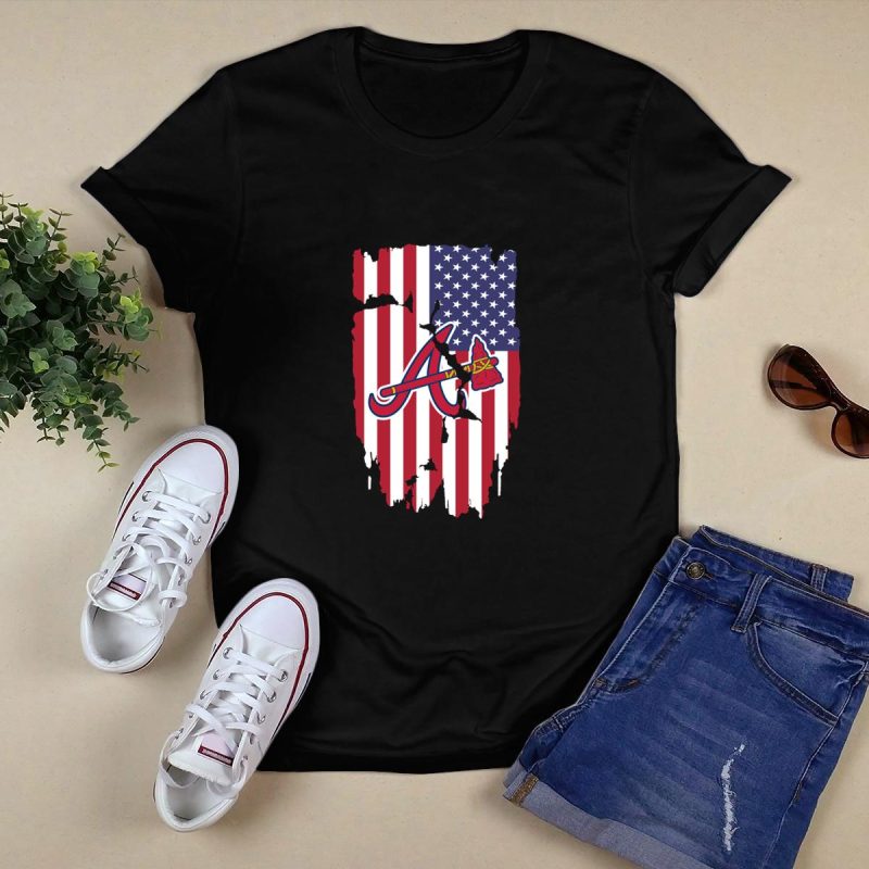 Atlanta Braves American Flag T-Shirt - Patriotic Baseball Fan Gear - Image 5