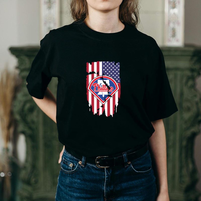 Philadelphia Phillies American Flag T-Shirt - Patriotic Fan Apparel - Image 2