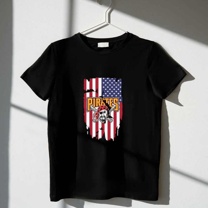 Pittsburgh Pirates American Flag Graphic T-Shirt for Men and Women