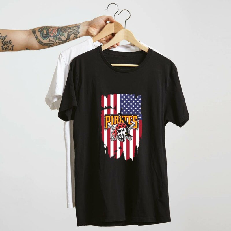Pittsburgh Pirates American Flag Graphic T-Shirt for Men and Women - Image 4