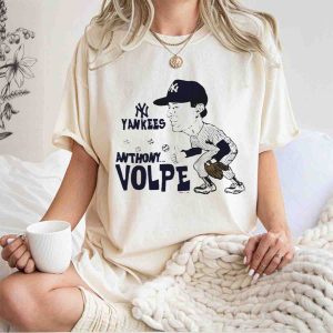 Anthony Volpe New York Yankees Caricature T-Shirt With Cap And Glove