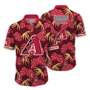 Arizona Diamondbacks Floral Leafs Pattern Hawaiian Shirt