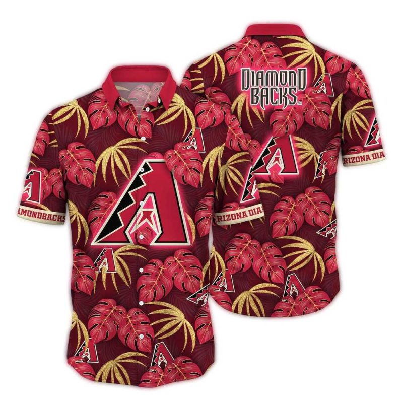 Arizona Diamondbacks Floral Leafs Pattern Hawaiian Shirt 1