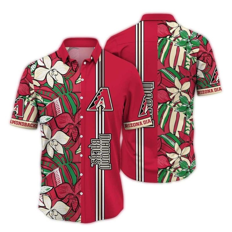 Arizona Diamondbacks Floral and Stripe Vintage Hawaiian Shirt 1