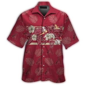 Arizona Diamondbacks Flower Leafs Pattern Hawaiian Shirt