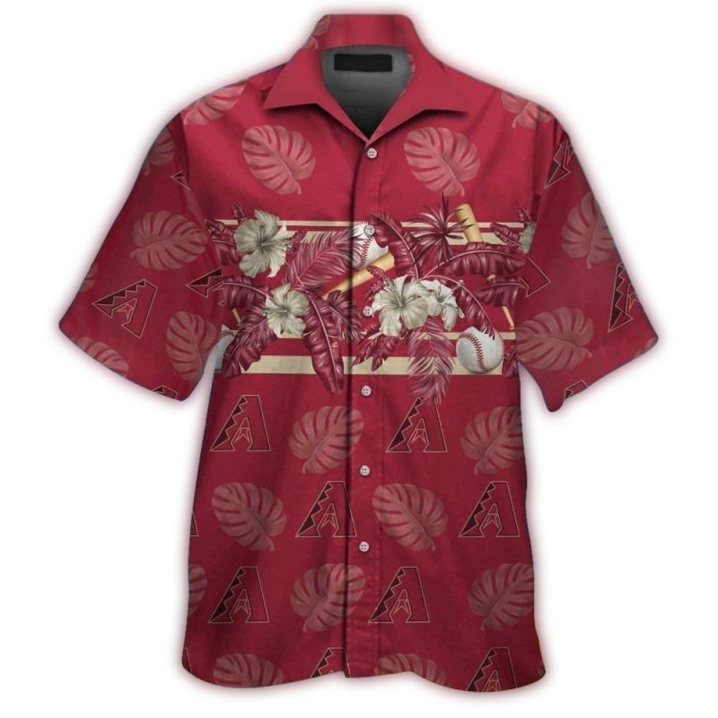 Arizona Diamondbacks Flower Leafs Pattern Hawaiian Shirt 1