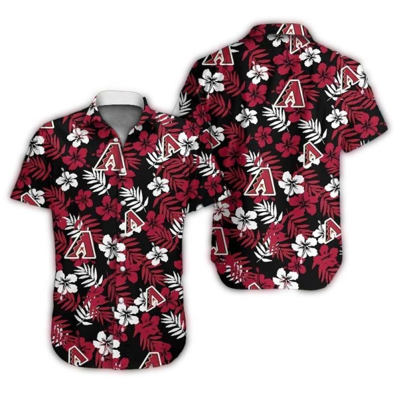 Arizona Diamondbacks Flower Red and White Hawaiian Shirt 1