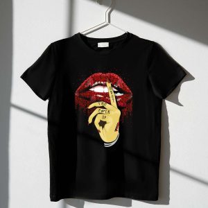 Arizona Diamondbacks Glitter Lips Fan T-Shirt With Shut Up Gesture