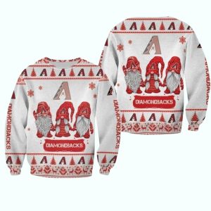 Arizona Diamondbacks Gnomes Red And White Christmas Ugly Sweater