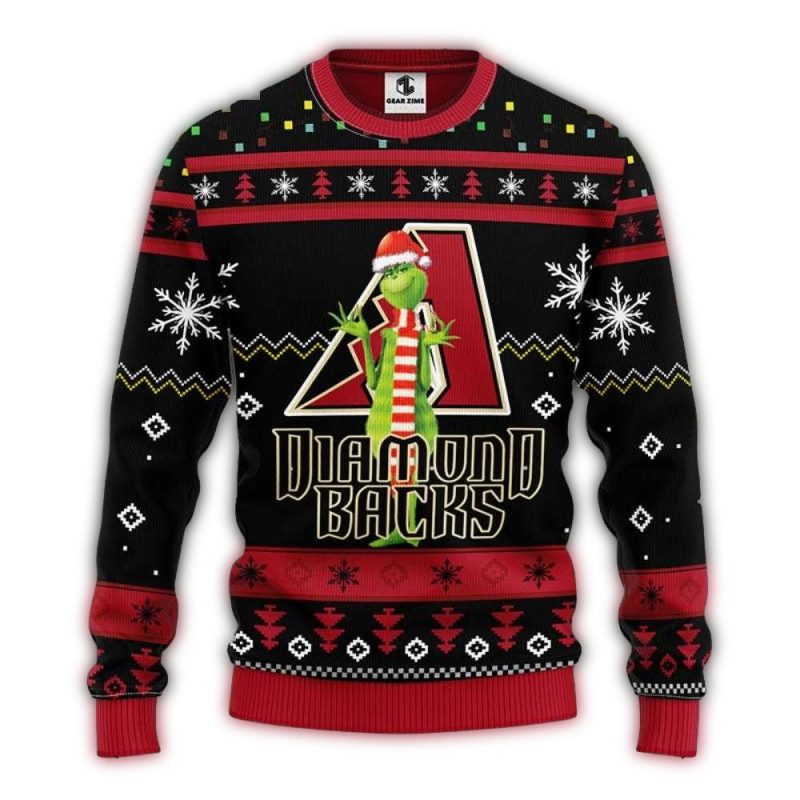 Arizona Diamondbacks Grinch Hat Christmas Ugly Sweater 1