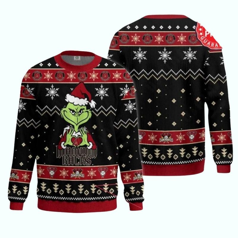 Arizona Diamondbacks Grinch Pattern Christmas Ugly Sweater 1