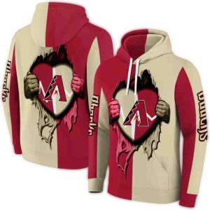 Arizona Diamondbacks Heartbeat Graphic All Over Print Hoodie