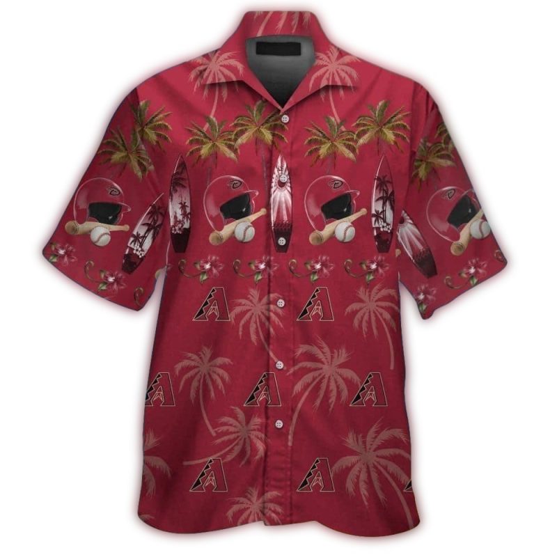 Arizona Diamondbacks Helmet Bat and Ball Pattern Hawaiian Shirt 1
