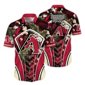 Arizona Diamondbacks Leafs Pattern Uniformhawaiian Shirt