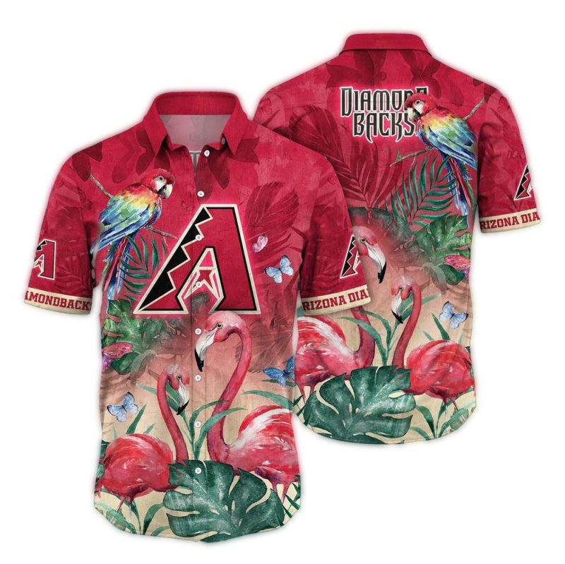 Arizona Diamondbacks Parrot and Flamingo Vintage Hawaiian Shirt 1